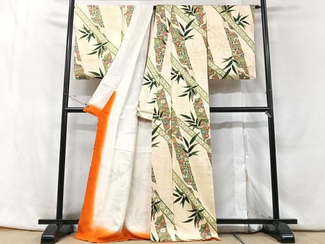 平和屋着物□上質な小紋 笹竹花文 正絹 逸品 CABF5178xe