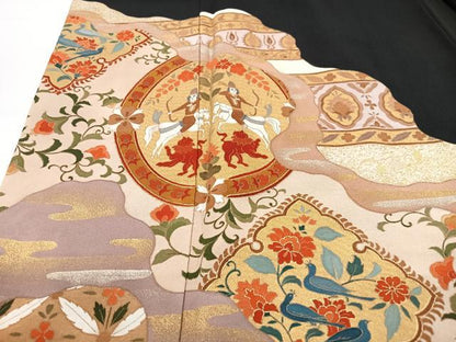 平和屋着物■豪華黒留袖　更紗花鳥文　金彩　正絹　逸品　CABF5200xe