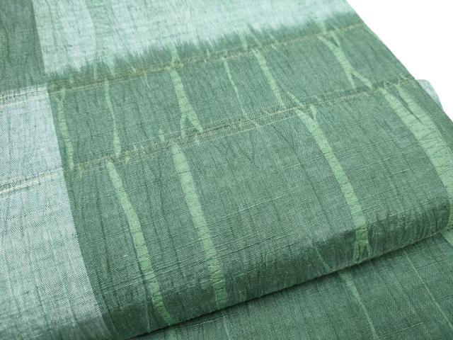 平和屋着物●両面　全通柄袋帯　紬地　杢目絞り　霞文　正絹　逸品　CABF5212hy