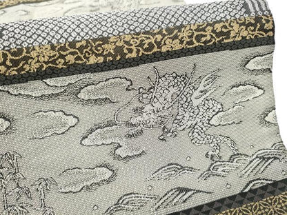 平和屋着物●全通柄袋帯　遊織紹巴　虎　龍横段文　正絹　逸品　CABF5213hy