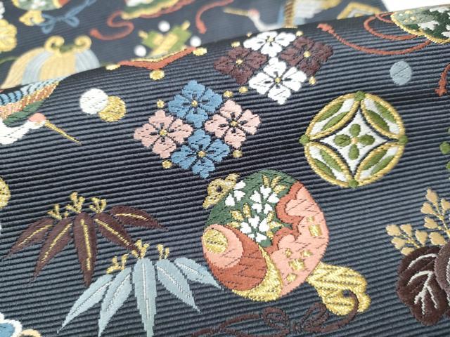 平和屋着物●西陣の老舗　1782年創業　山下織物　六通柄袋帯　唐織　招福宝尽くし　金糸　正絹　逸品　CABF5216hy