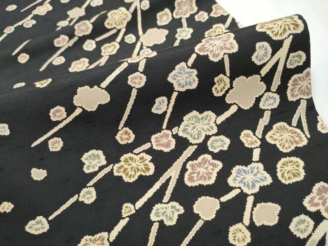 平和屋着物●石川県指定無形文化財　牛首紬　白山工房　手織り　全通柄袋帯　枝梅文　黒地　正絹　逸品　CABF5217hy