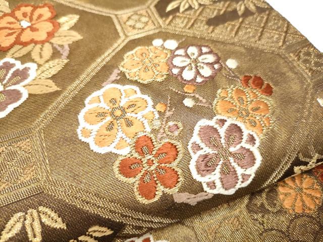 平和屋着物●六通柄袋帯　唐織　蜀江花蝶文　金糸　正絹　逸品　CABF5221hy