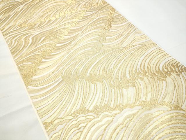 平和屋着物●西陣　川島織物　六通柄　本袋帯　立波文　金糸　正絹　逸品　CABF5222hy