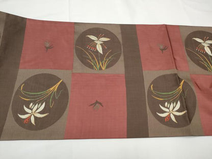 平和屋着物●六通柄袋帯　花丸文　正絹　逸品　CABF5223hy