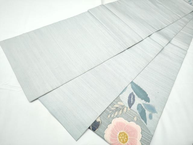 平和屋着物●太鼓柄袋帯　紬地　すくい織　草花文　正絹　逸品　CABF5225hy