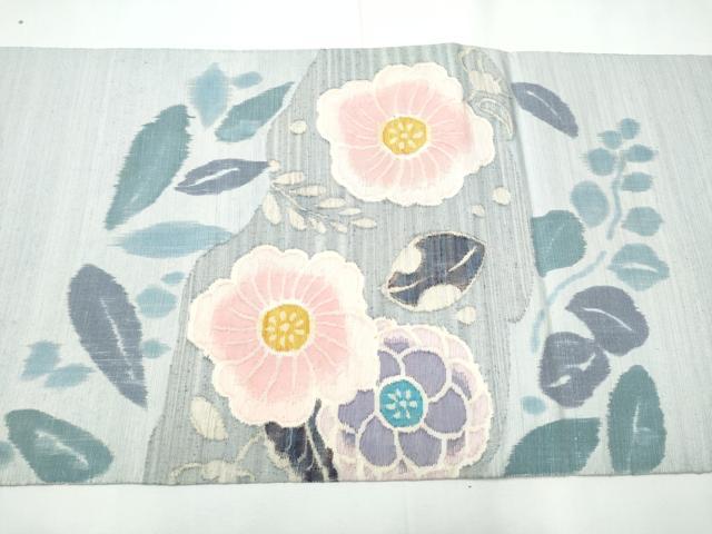 平和屋着物●太鼓柄袋帯　紬地　すくい織　草花文　正絹　逸品　CABF5225hy