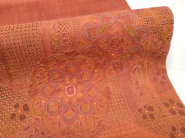平和屋着物●中国三大刺繍　スワトウ相良刺繍　総刺繍　太鼓柄袋帯　紬地　正倉院花文　正絹　逸品　CABF5229hy