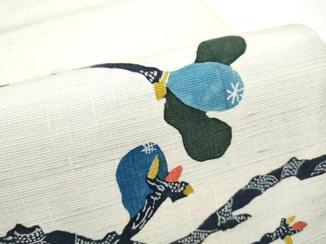 平和屋着物●太鼓柄袋帯　作家物　紅花染　型染め　枝花文　正絹　逸品　CABF5231hy