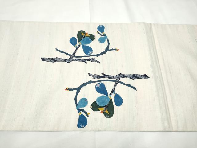 平和屋着物●太鼓柄袋帯　作家物　紅花染　型染め　枝花文　正絹　逸品　CABF5231hy