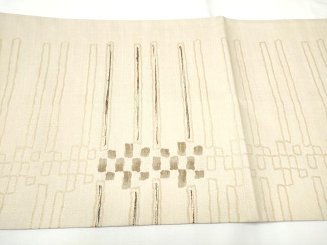 平和屋着物●太鼓柄袋帯　紬地　幾何学文様　正絹　逸品　CABF5237hy