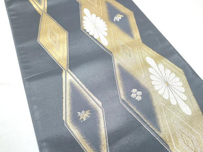 平和屋着物●六通柄袋帯　菱献上に小花　金銀糸　正絹　逸品　CABF5238hy
