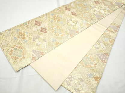 平和屋着物●西陣　川島織物　六通柄　本袋帯　花菱文　金糸　正絹　逸品　CABF5245hy