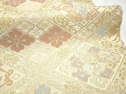 平和屋着物●西陣　川島織物　六通柄　本袋帯　花菱文　金糸　正絹　逸品　CABF5245hy