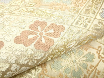 平和屋着物●西陣　川島織物　六通柄　本袋帯　花菱文　金糸　正絹　逸品　CABF5245hy