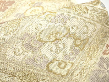 平和屋着物●西陣　川島織物　六通柄　本袋帯　花菱文　金糸　正絹　逸品　CABF5245hy