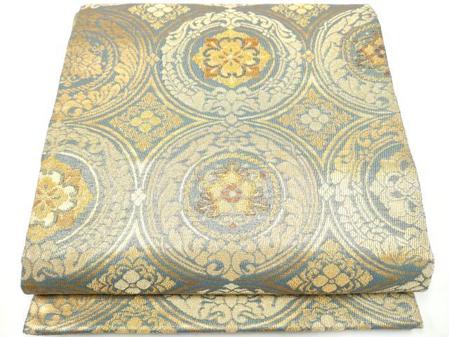 平和屋着物●紋屋井関　御寮織　六通柄袋帯　花丸文　金糸　正絹　逸品　CABF5248hy