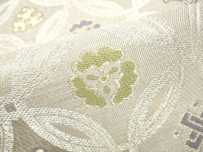 平和屋着物●六通柄袋帯　七宝宝尽くし文　銀糸　正絹　逸品　CABF5250hy