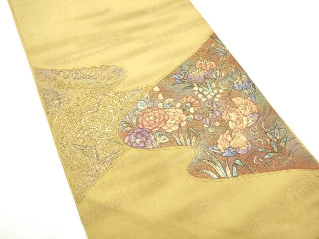 平和屋着物●中国三大刺繍　スワトウ刺繍　太鼓柄袋帯　紬地　駒刺繍　鴛鴦花文　正絹　逸品　CABF5251hy
