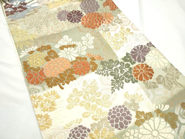 平和屋着物●六通柄袋帯　唐衣織　草花文　正絹　逸品　CABF5254hy