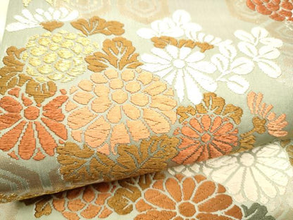 平和屋着物●六通柄袋帯　唐衣織　草花文　正絹　逸品　CABF5254hy