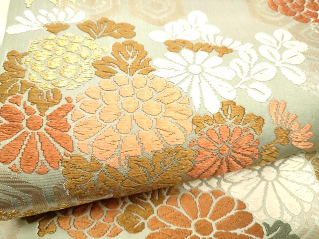 平和屋着物●六通柄袋帯　唐衣織　草花文　正絹　逸品　CABF5254hy