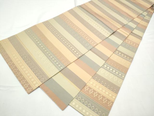 平和屋着物●織物一筋名門　織悦　全通柄　本袋帯　横段文　金糸　正絹　逸品　CABF5256hy