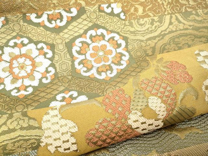 平和屋着物●西陣　川島織物　六通柄　本袋帯　名物裂　花唐草文　金糸　正絹　逸品　CABF5257hy