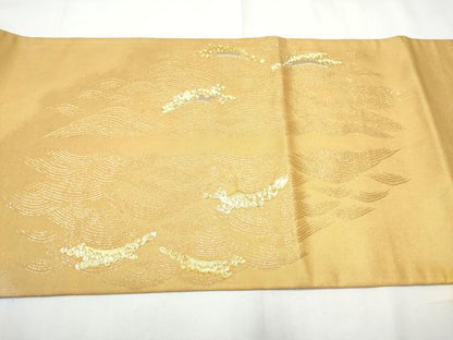 平和屋着物●西陣　紫鉱謹製　太鼓柄袋帯　駒刺繍　渡橋流水文　金糸　正絹　逸品　CABF5259hy
