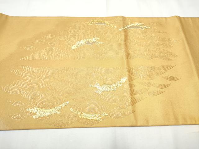 平和屋着物●西陣　紫鉱謹製　太鼓柄袋帯　駒刺繍　渡橋流水文　金糸　正絹　逸品　CABF5259hy