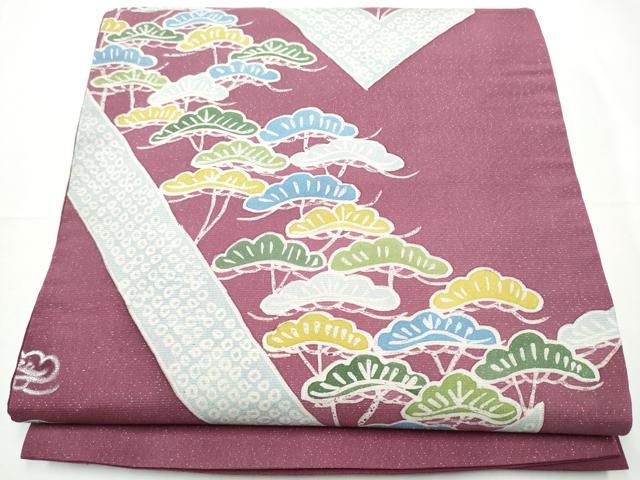 平和屋着物●本場大島紬　両面　全通柄袋帯　作家物　手描き　型染め　ろうけつ染　松　正絹　逸品　CABF5260hy