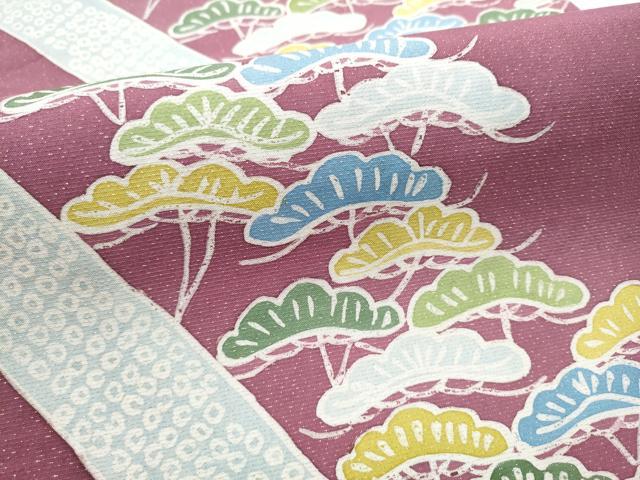 平和屋着物●本場大島紬　両面　全通柄袋帯　作家物　手描き　型染め　ろうけつ染　松　正絹　逸品　CABF5260hy