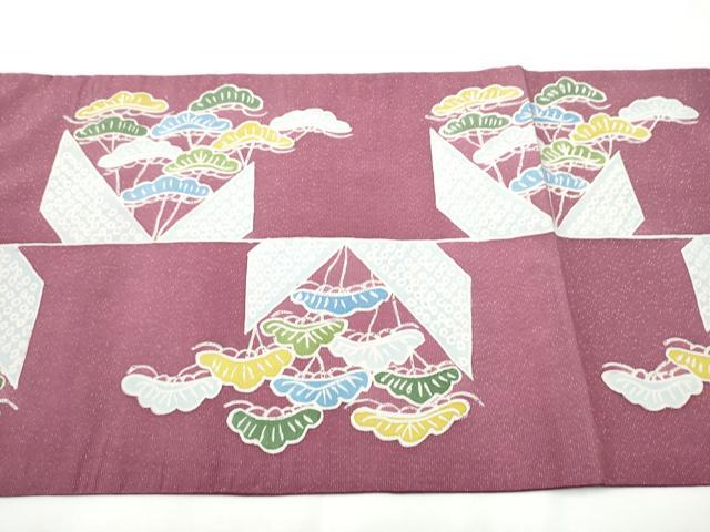 平和屋着物●本場大島紬　両面　全通柄袋帯　作家物　手描き　型染め　ろうけつ染　松　正絹　逸品　CABF5260hy