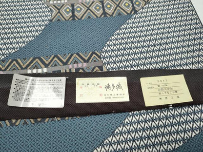 平和屋着物●本場筑前博多織　八寸名古屋帯　幾何学文様　匠工芸　博多金ラベル　証紙付き　正絹　逸品　CABF5268hy