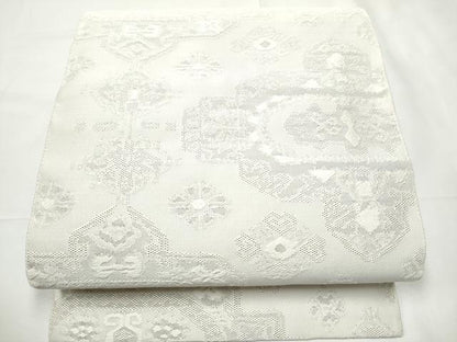 平和屋着物●八寸名古屋帯　手織綴れ　吉祥花文　正絹　逸品　CABF5270hy