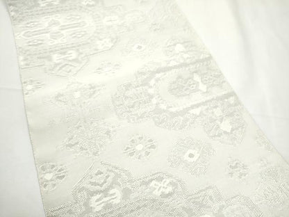 平和屋着物●八寸名古屋帯　手織綴れ　吉祥花文　正絹　逸品　CABF5270hy