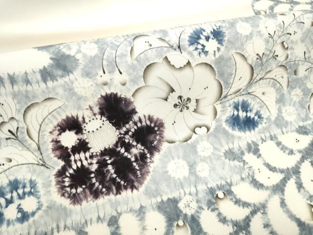 平和屋着物●染色作家　小倉淳史　塩瀬　九寸名古屋帯　絞り　草花文　金彩　正絹　逸品　CABD4349dy 平和屋着物○染色作家 小倉淳史 塩瀬 九寸名古屋帯 絞り 辻が花 正絹