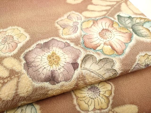 平和屋着物●九寸開き名古屋帯　絞り　辻が花　鬼しぼ縮緬　正絹　逸品　CABF5276hy
