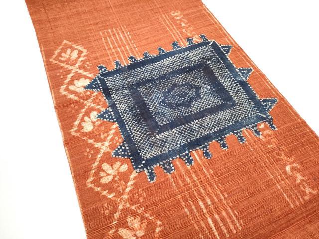 平和屋着物●九寸開き名古屋帯　生紬　幾何学文様　正絹　逸品　CABF5279hy
