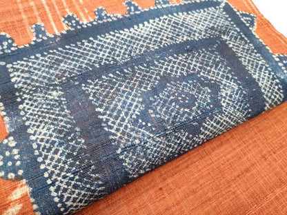 平和屋着物●九寸開き名古屋帯　生紬　幾何学文様　正絹　逸品　CABF5279hy