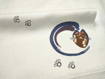 平和屋着物●本場筑前博多織　八寸名古屋帯　猫　正絹　逸品　CABF5281hy