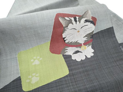 平和屋着物●九寸名古屋帯　猫　色紙重ね文　正絹　逸品　CABF5282hy