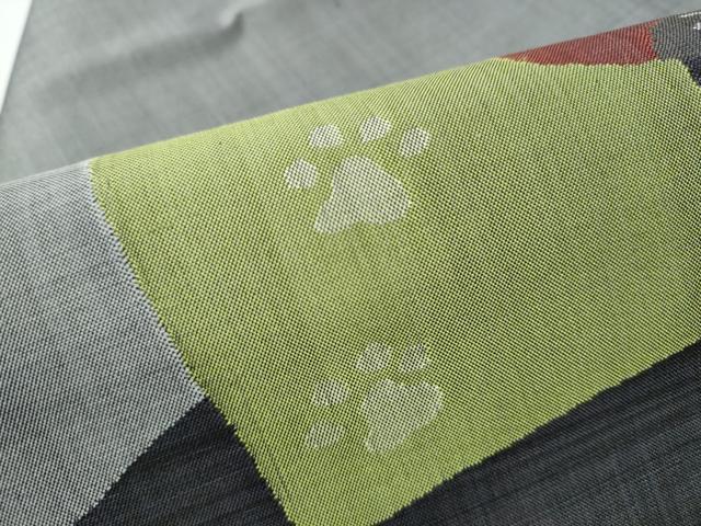 平和屋着物●九寸名古屋帯　猫　色紙重ね文　正絹　逸品　CABF5282hy