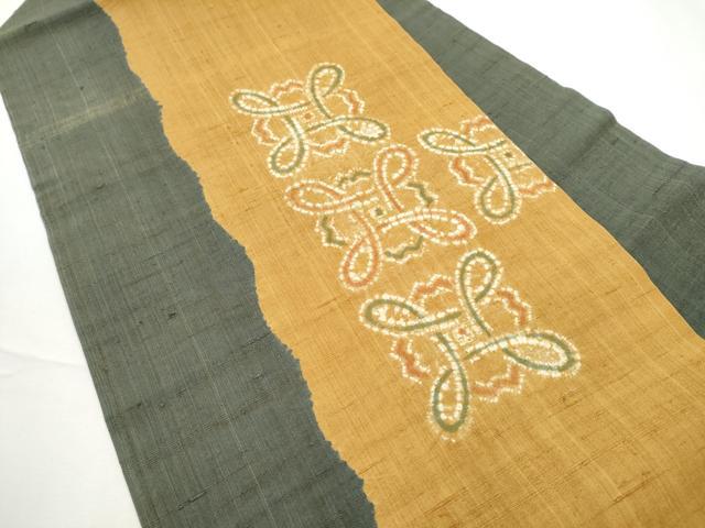 平和屋着物●九寸名古屋帯　絞り　生紬　幾何学文様　金彩　正絹　逸品　CABF5283hy
