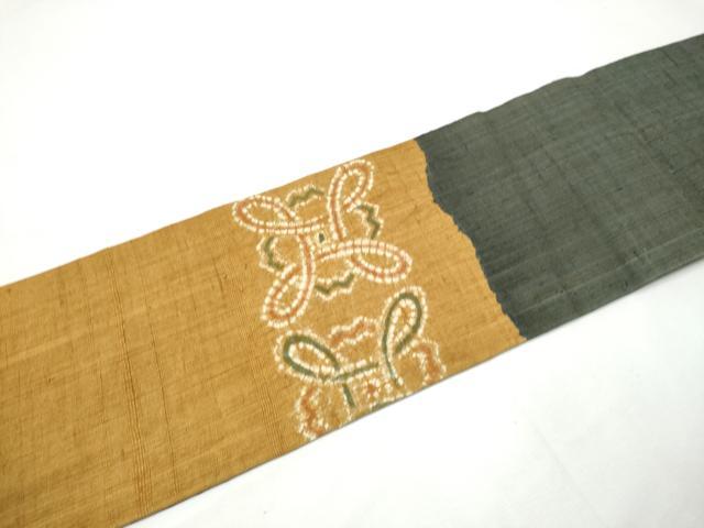 平和屋着物●九寸名古屋帯　絞り　生紬　幾何学文様　金彩　正絹　逸品　CABF5283hy