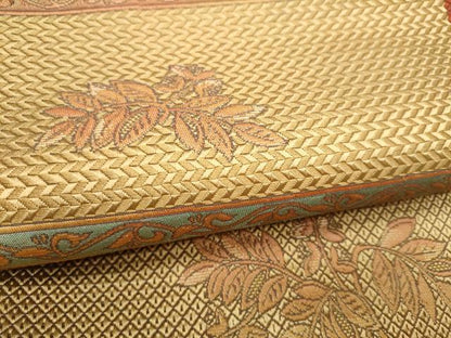 平和屋着物●本場筑前博多織　八寸名古屋帯　草花文　正絹　逸品　CABF5296hy