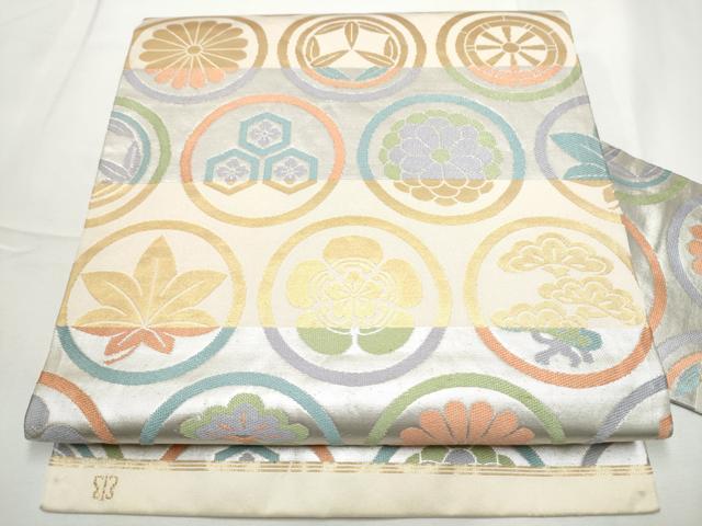 平和屋着物●西陣　川島織物　九寸名古屋帯　唐織　草花丸文　金糸　正絹　逸品　CABF5298hy