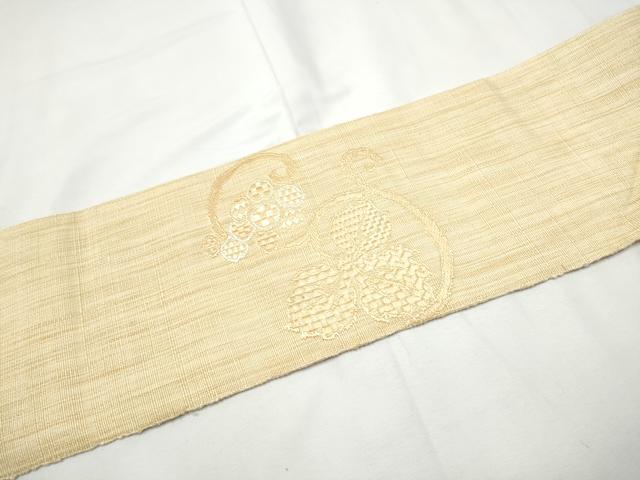 平和屋着物●八寸名古屋帯　唐織　紬地　葡萄蔦の葉文　正絹　逸品　CABF5299hy