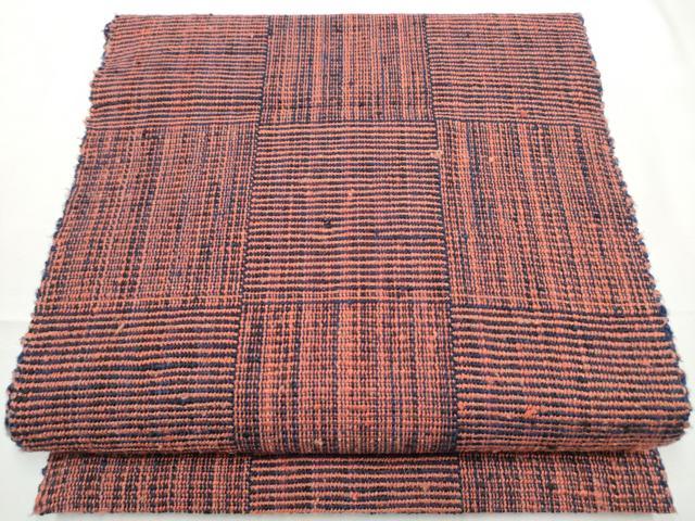 平和屋着物●八寸名古屋帯　紬地　市松霞文　正絹　逸品　CABF5303hy