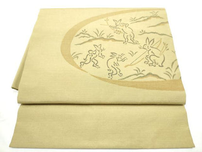 平和屋着物●つけ帯　紬地　鳥獣戯画　健勝苑扱い　正絹　逸品　CABF5304hy